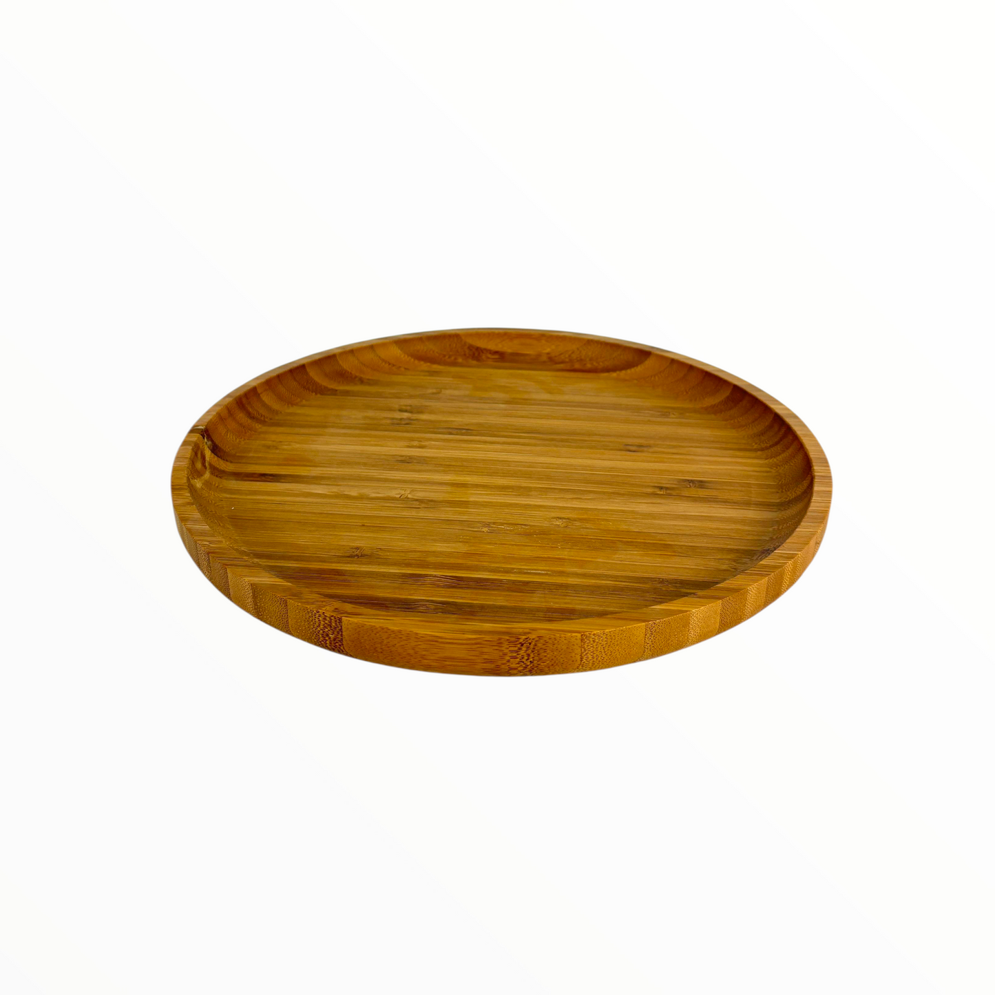 Natural Bamboo Serving Tray – Eco-Friendly Round & round Wooden Plate 20cm