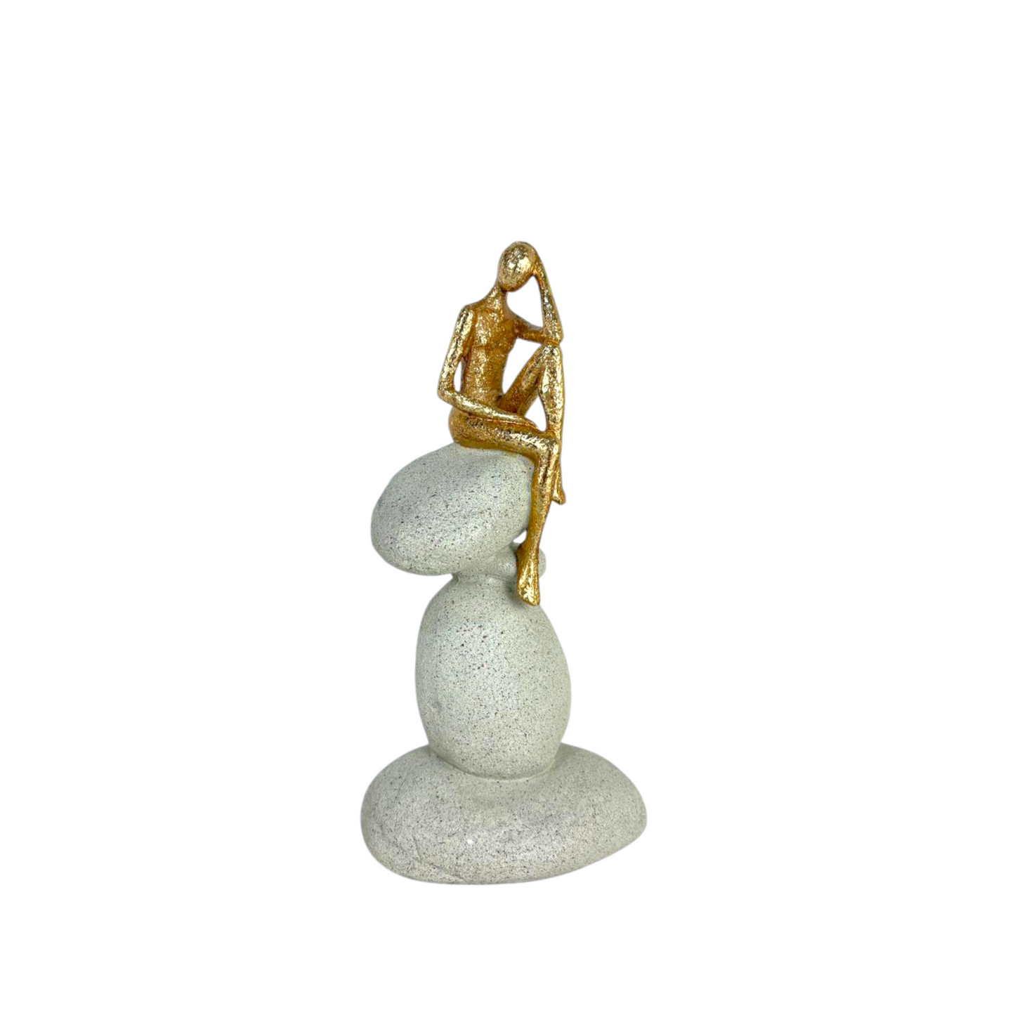 Golden Abstract Woman on Stone Base – Modern Minimalist Resin Sculpture for Home Décor