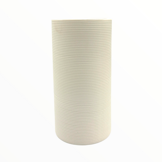 Tall White Ribbed Ceramic Floor Vase – Modern Minimal Décor