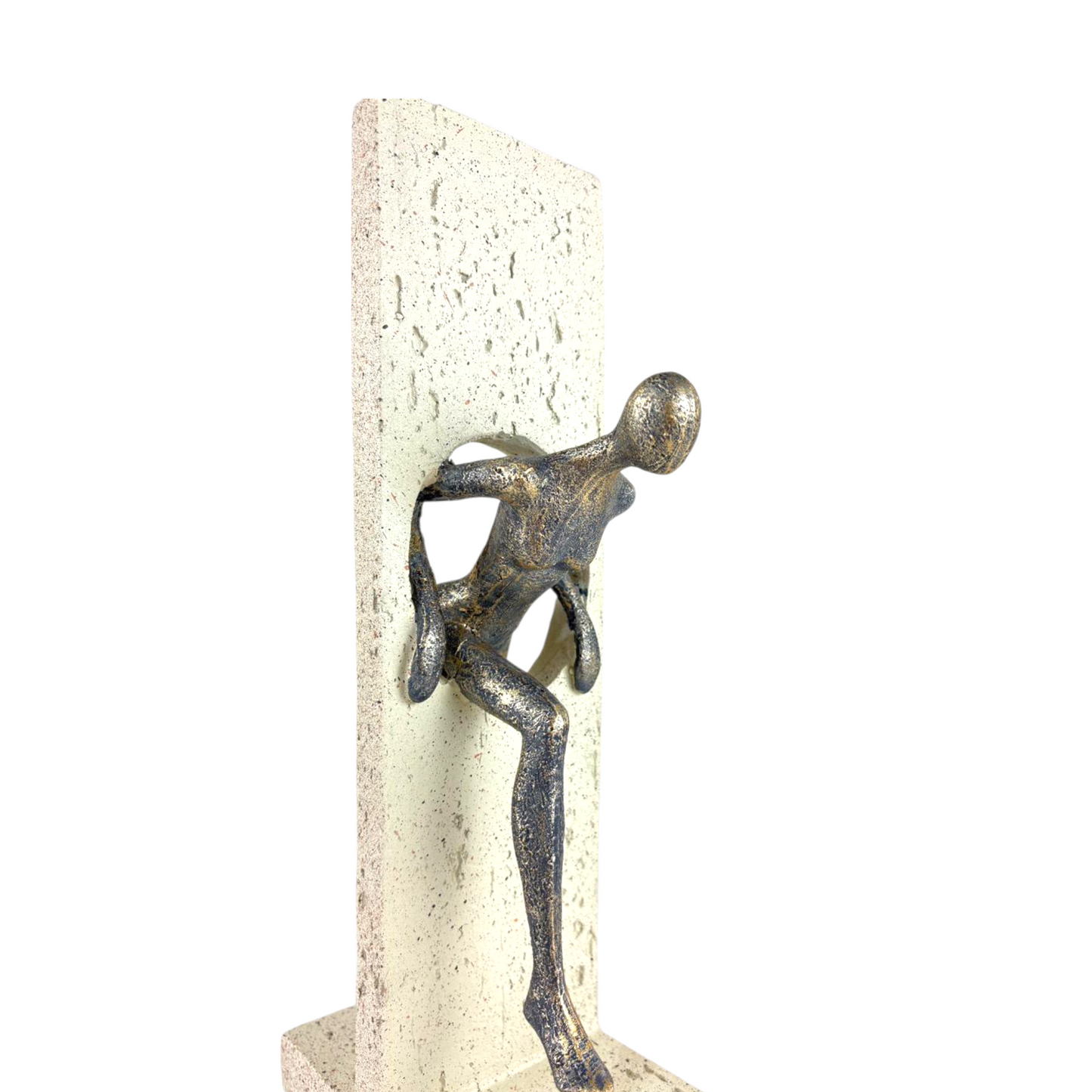 Abstract Breakthrough Figurine – Modern Resin Sculpture Emerging from Stone Block for Home & Office Décor