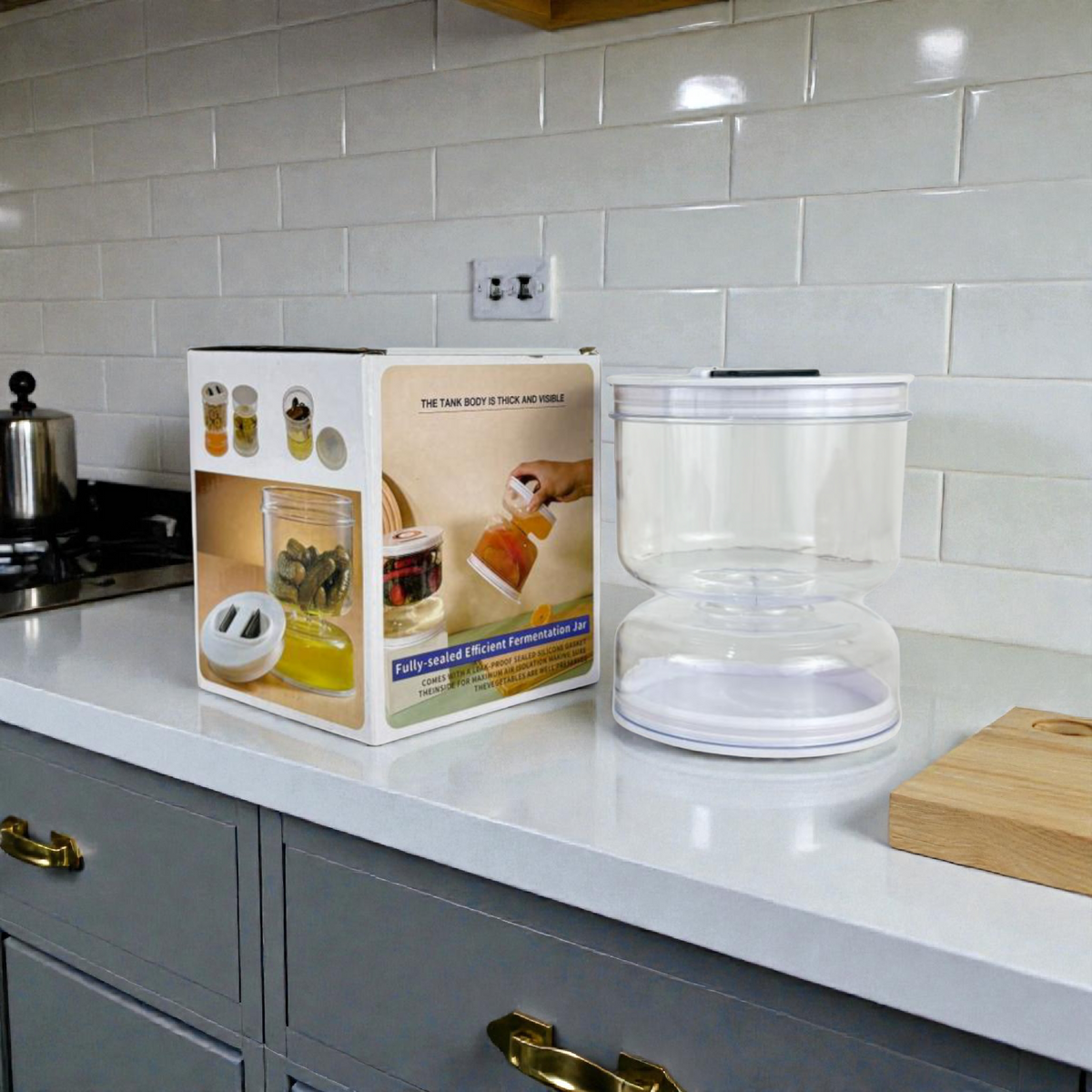 Airtight Fermentation Jar with Water Seal – Pickle, Kimchi & Kombucha Fermenting Container