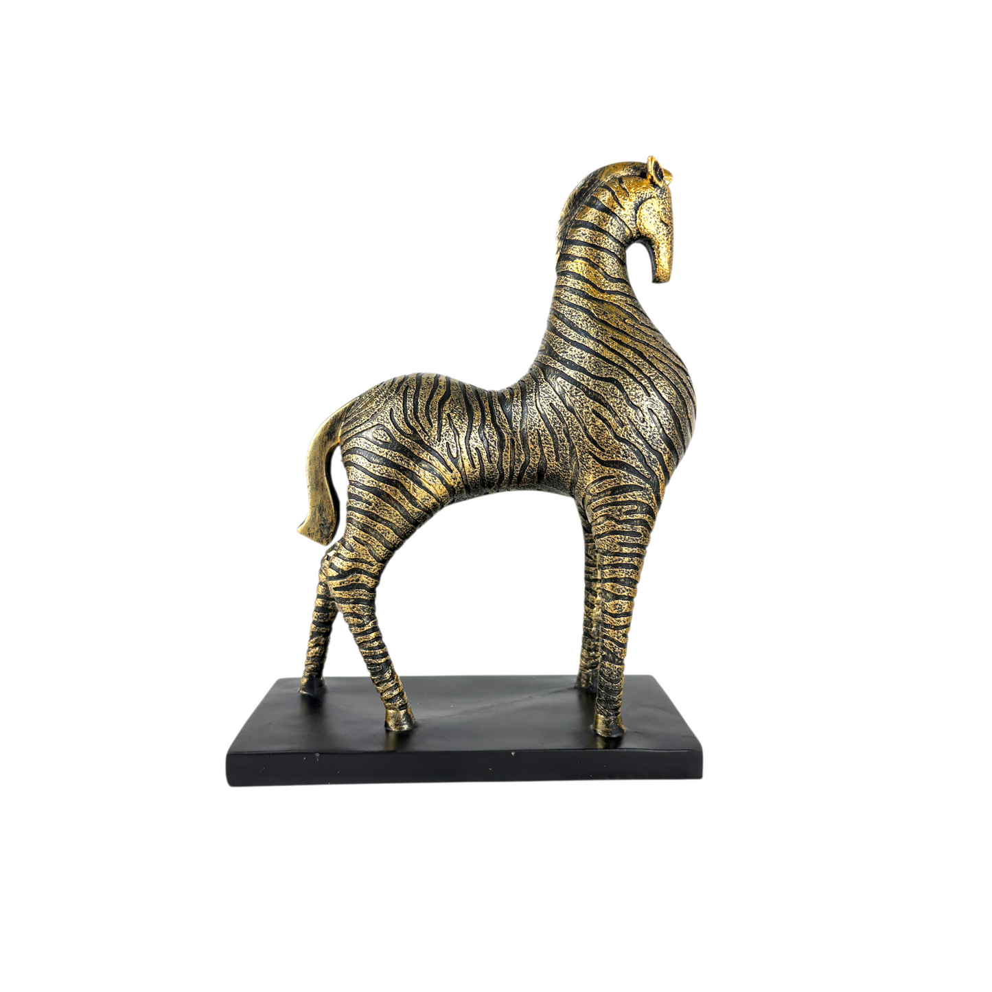 Golden Zebra Horse Figurine Set – Abstract Resin Animal Décor (2 Pieces)