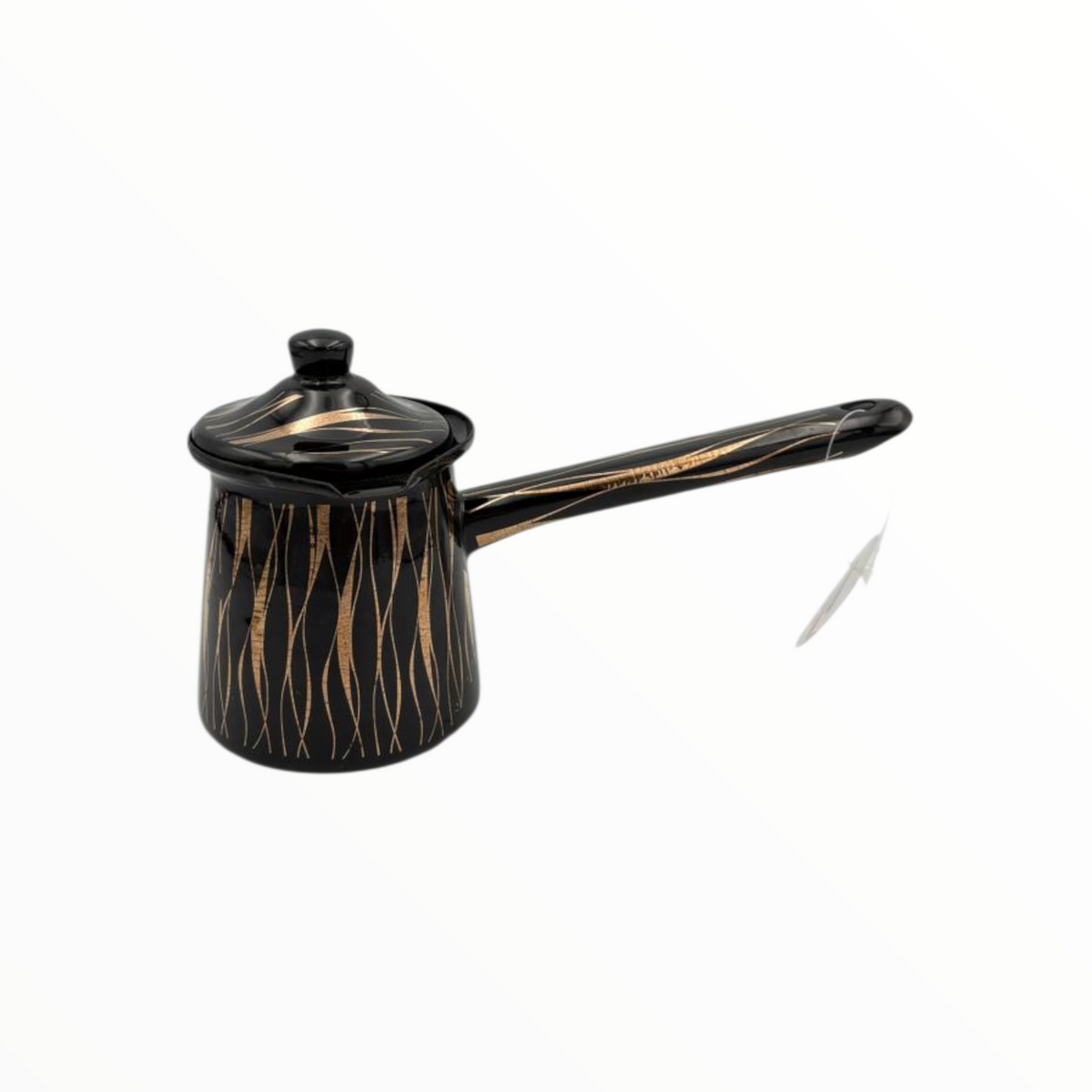 Black & Gold Enamel Turkish Coffee Pot Set  – 3 Sizes with Lid