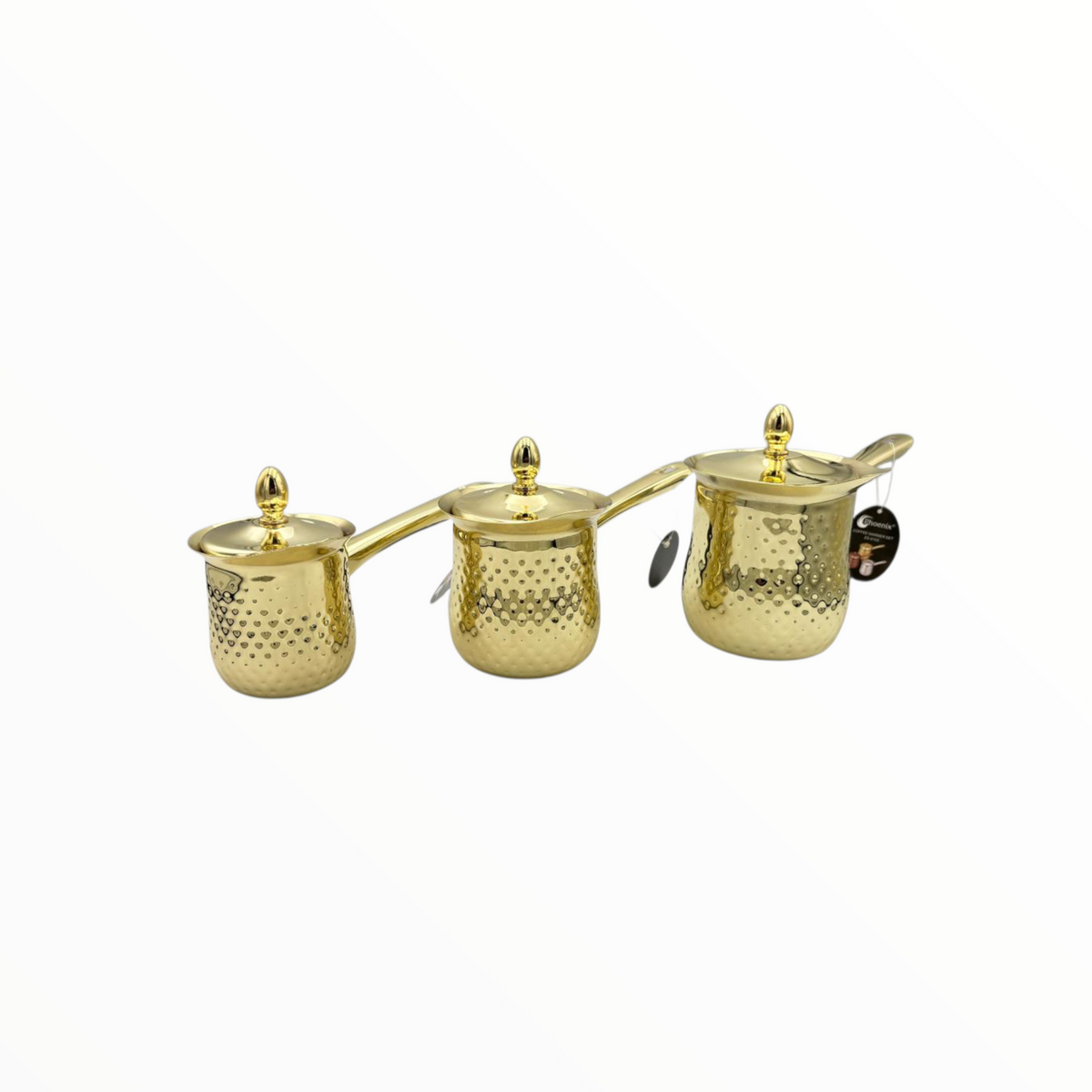 Turkish Coffee Pot Set – Stainless Steel & Granite Cezve with Lid (3 Sizes)