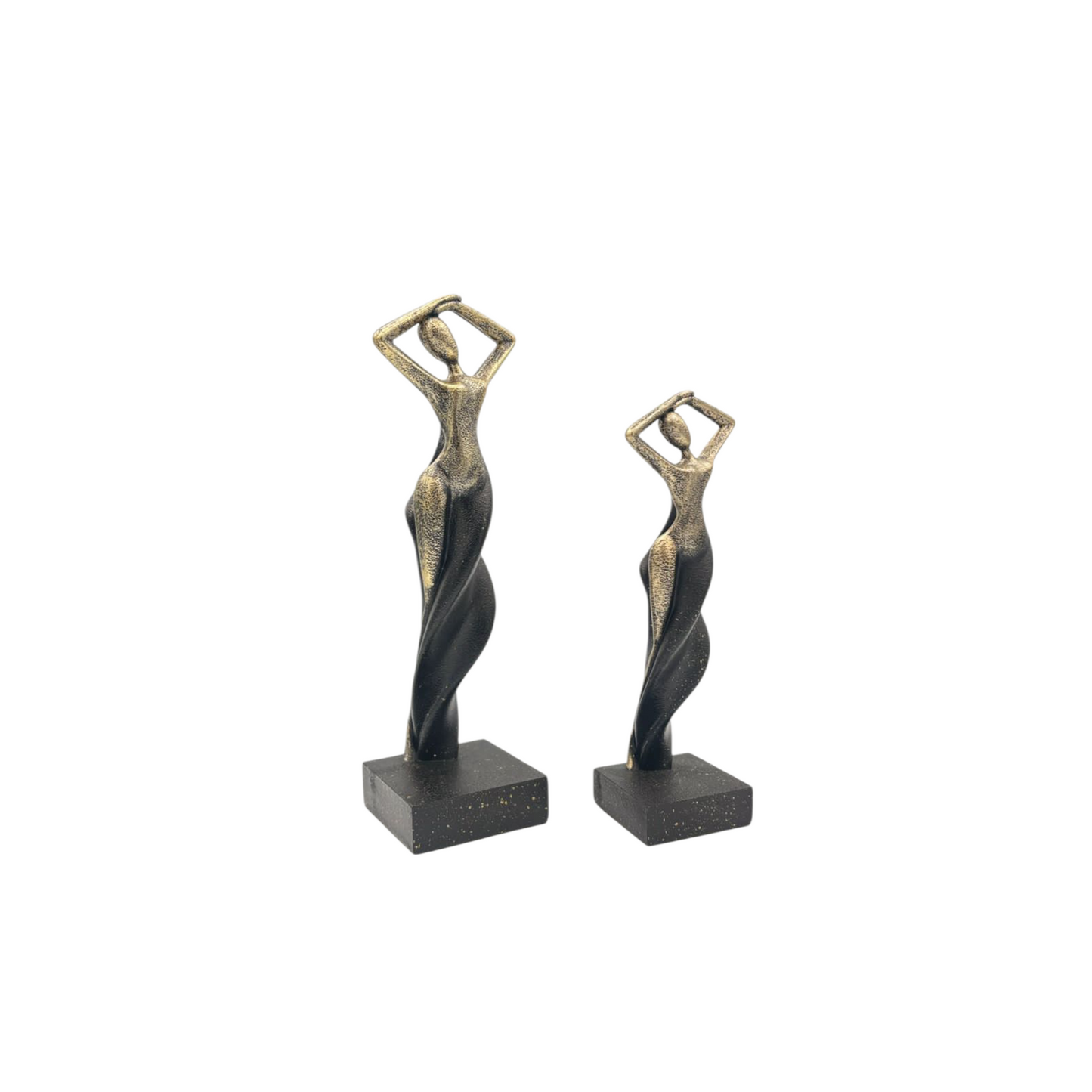 Abstract Black & Gold Feminine Sculpture Set – Modern Artistic Home Décor Figurines (Set of 2)