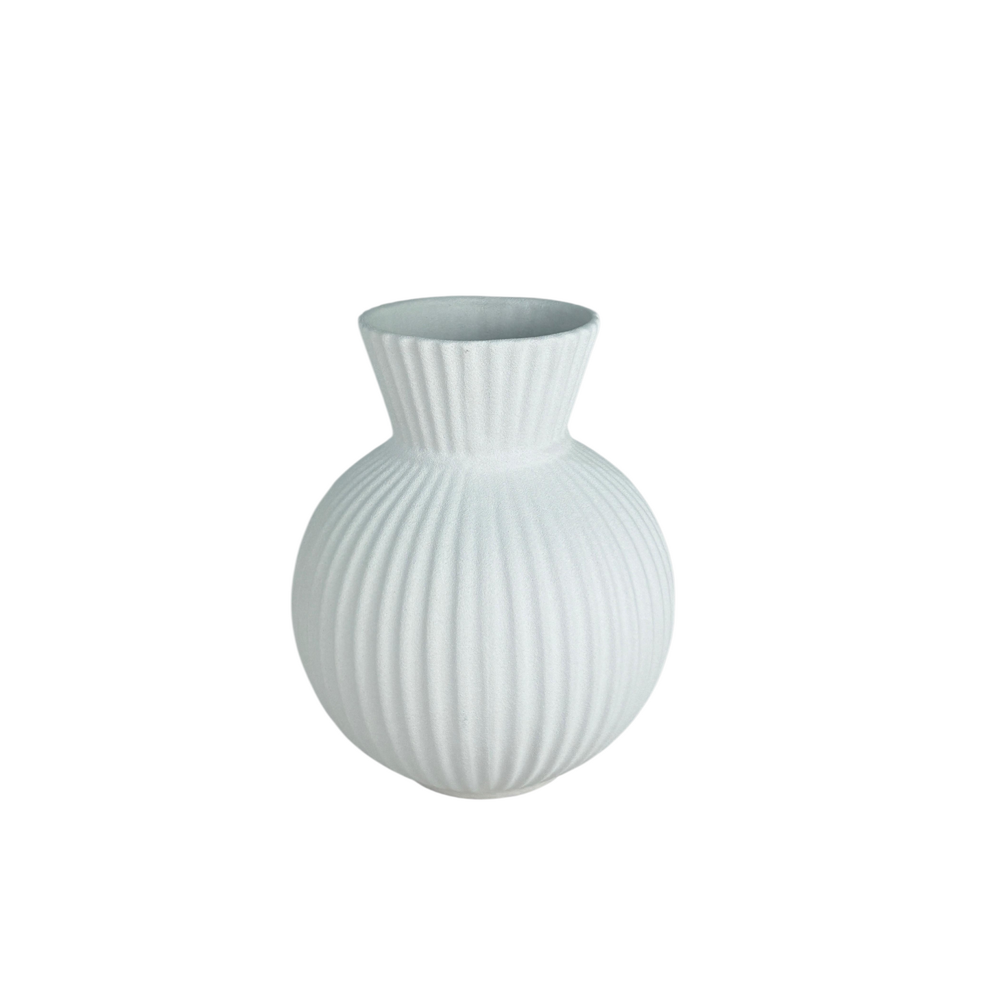 Minimalist Ribbed Ceramic Vase – Neutral white Decorative Flower Vase