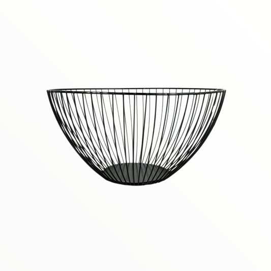 Modern Black Metal Wire Fruit Bowl – Decorative Kitchen & Dining Basket