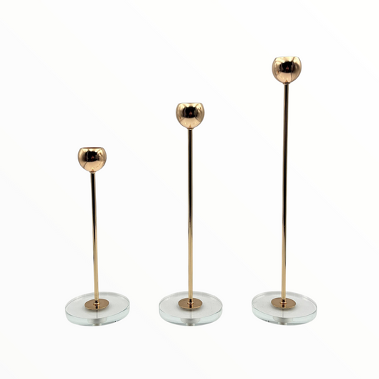 Gold Metal Candle Holders Set – Modern Tabletop Décor