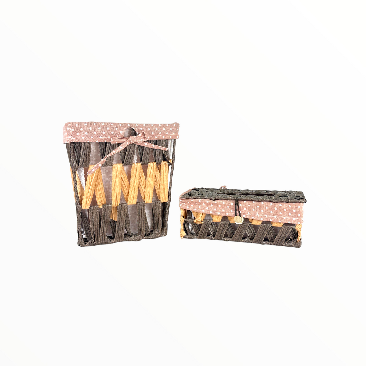 Decorative Fabric Storage Baskets with Lids – Home Organizer Set