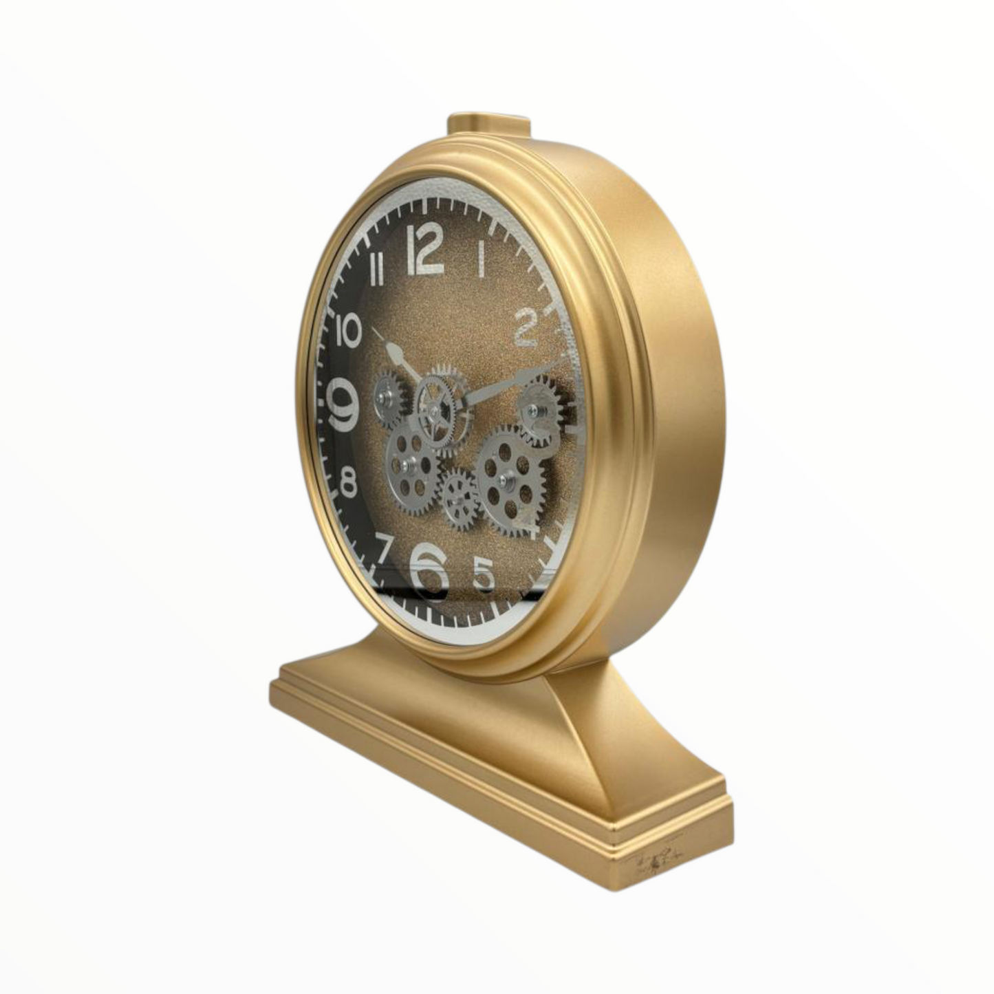 Gold Decorative Table Clock with Exposed Gears – Luxury Desk Clock