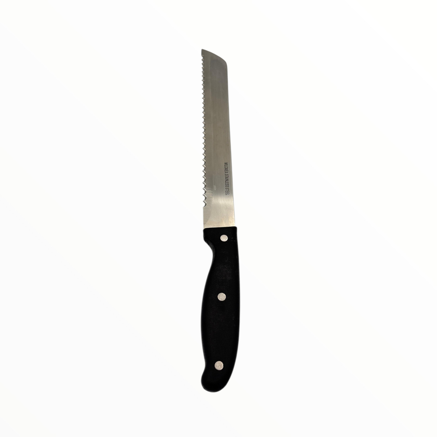 Serrated Bread Knife – Stainless Steel Kitchen Knife with Black Handle
