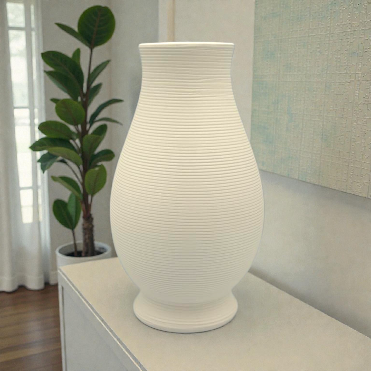 Tall White Ceramic Decorative Vase – Modern Minimal Home Décor