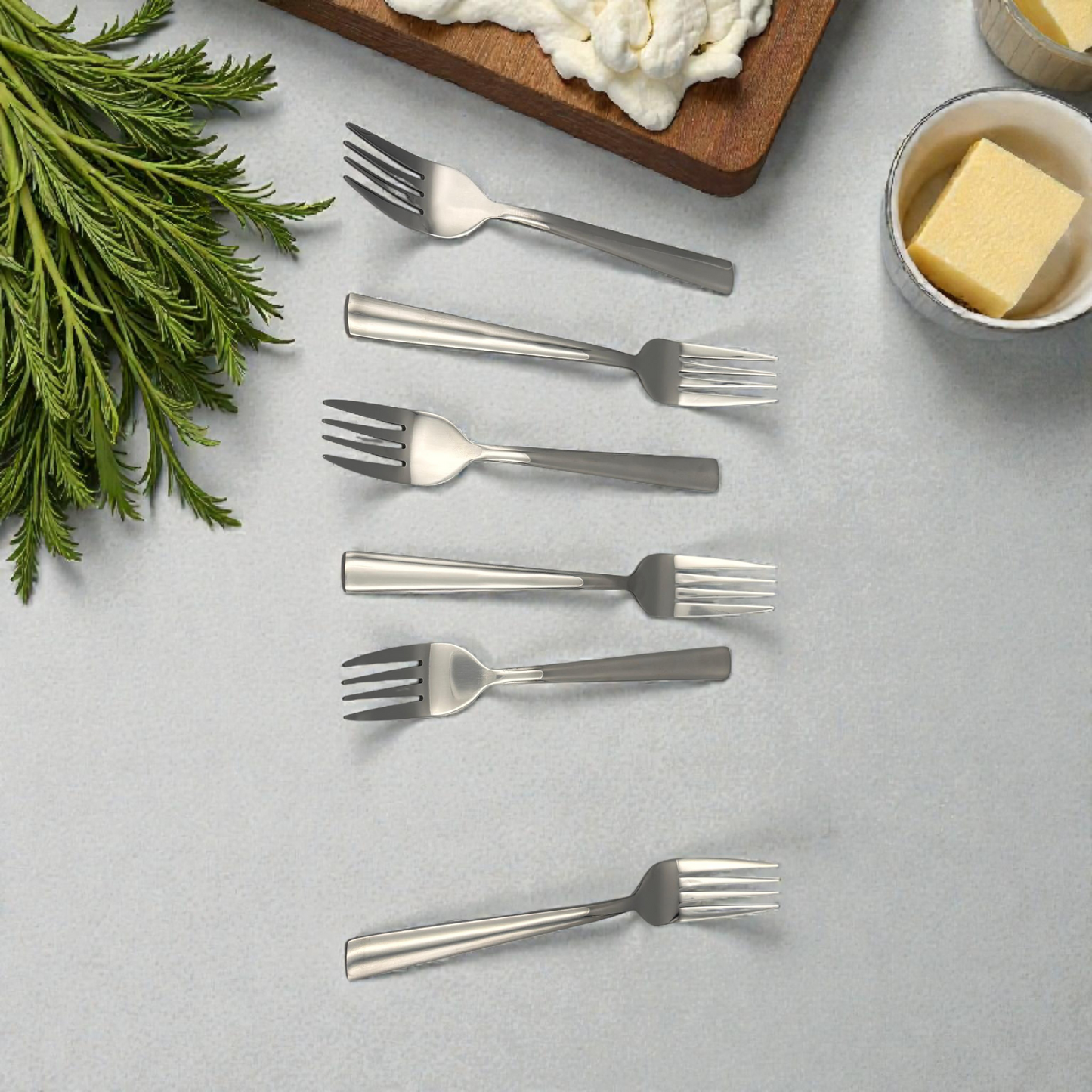 Stainless Steel Dinner Fork Set – 6-Piece Modern Cutlery