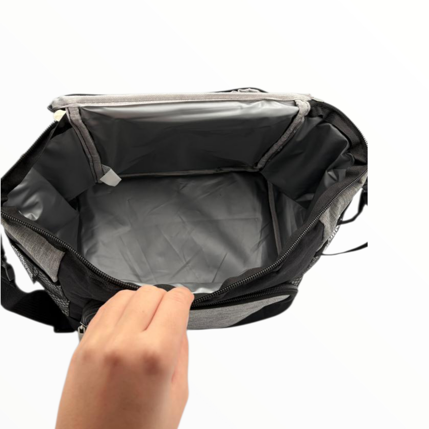 Insulated Lunch Cooler Bag Grey & Black – Multi Pocket Design