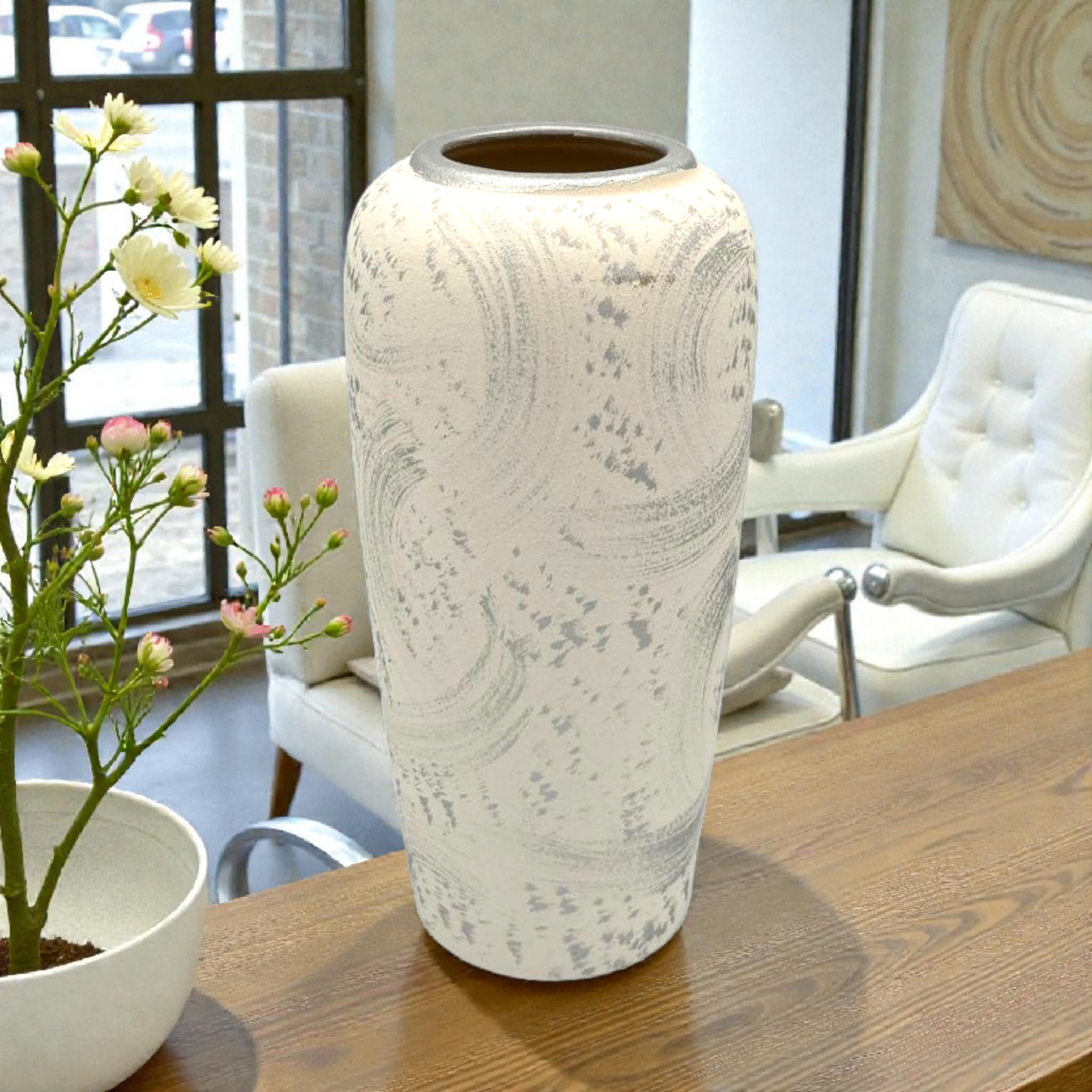 Modern Textured Ceramic Vase – Minimal Home Décor Accent