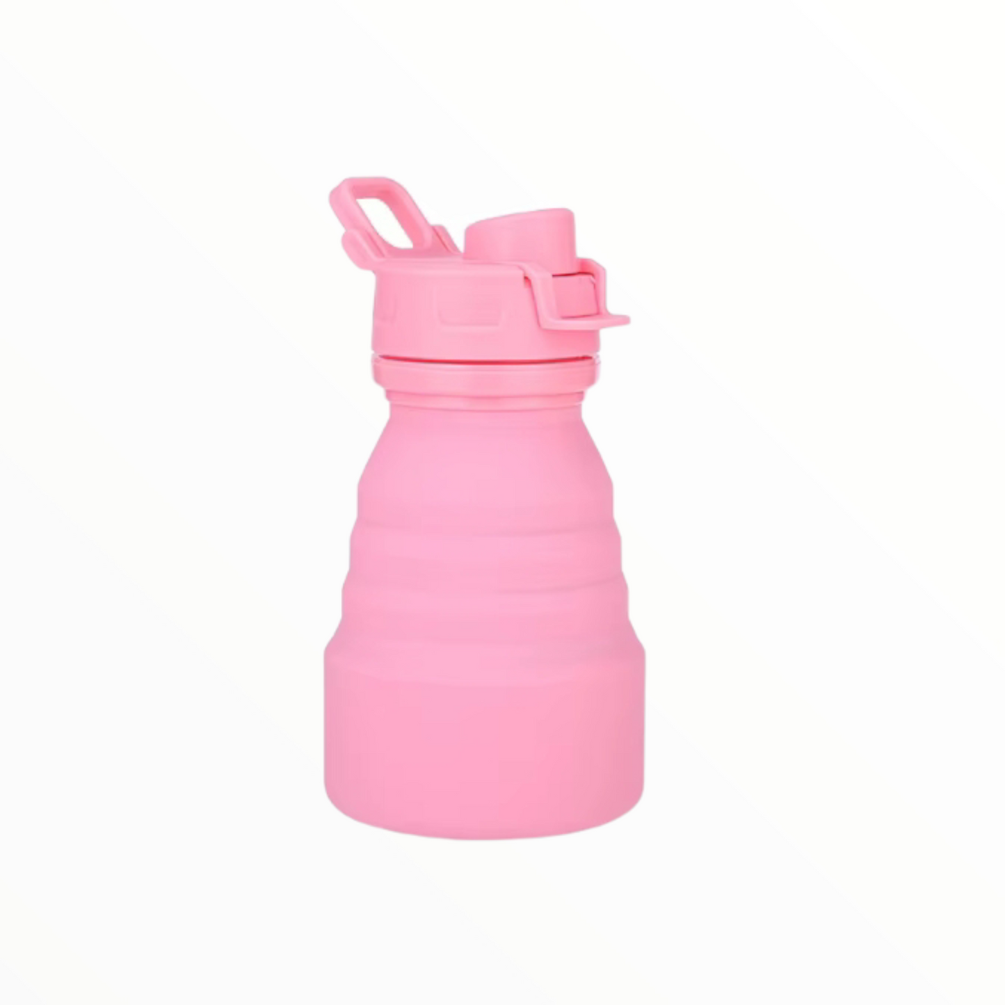 Collapsible Silicone Water Bottle – Pink Foldable Sports Bottle with Handle (Travel & Gym)