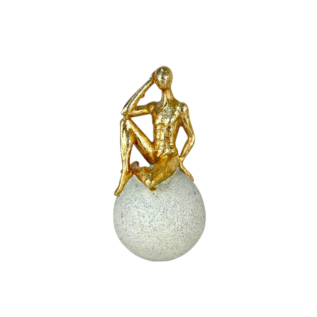 Abstract Thinker Figurines on Stone Spheres – Set of 3 Modern Minimalist Resin Sculptures