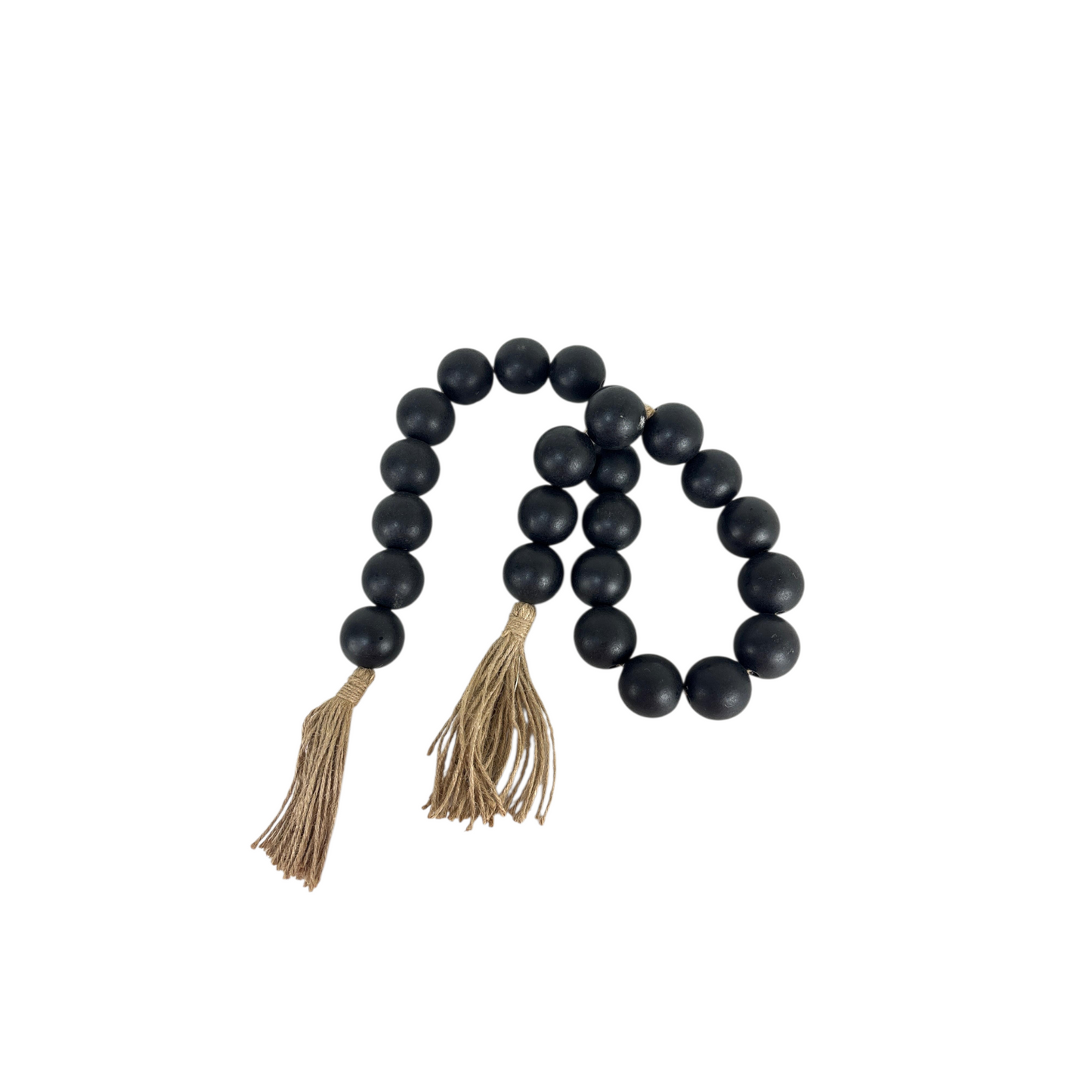Natural Wooden Bead Garland with Tassel – Boho Home Décor Accent