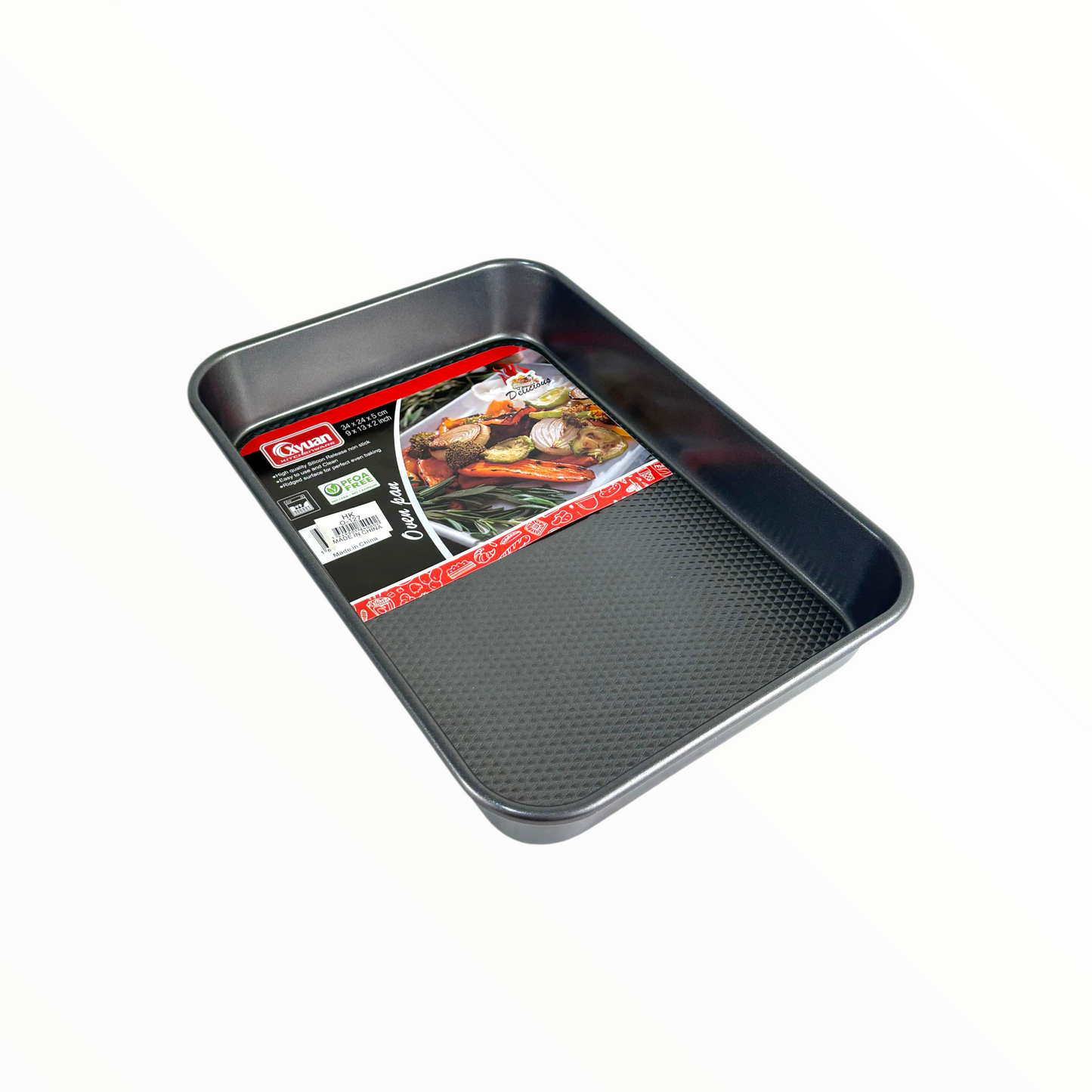 Non-Stick Rectangular Oven Baking Tray – Heavy Duty Carbon Steel Baking Pan 34*24*5cm