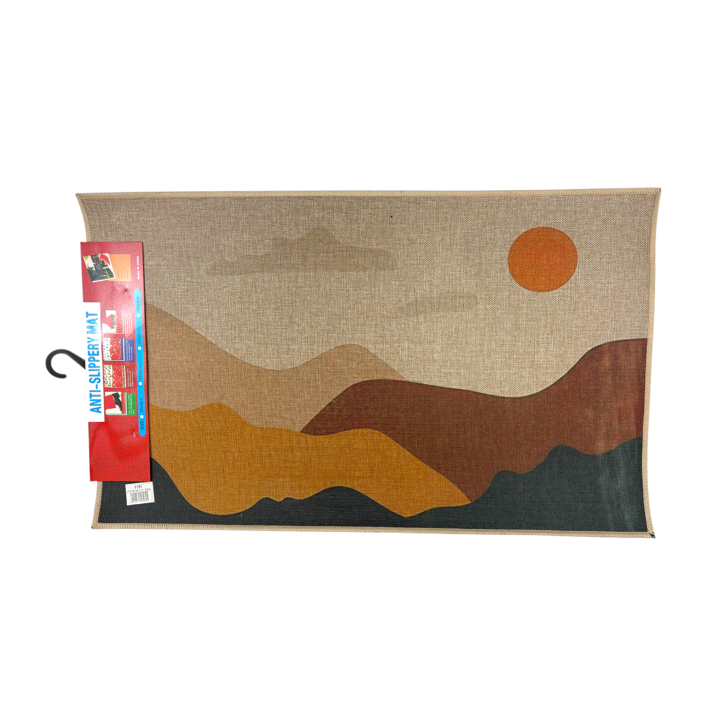 Anti-Slip Floor Mat – Abstract Mountains & Sunset | Neutral Home Décor