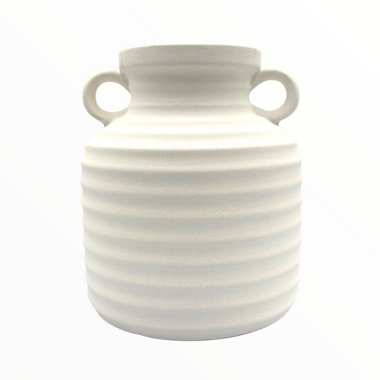 White Ceramic Vase with Handles – Minimalist Home Décor