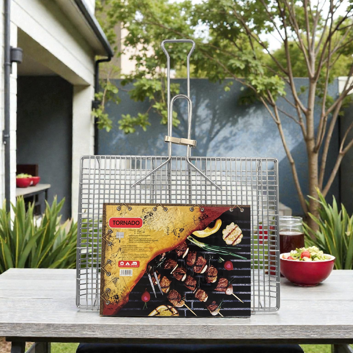 Stainless Steel BBQ Grill Basket – Non-Stick Grilling Rack with Handle