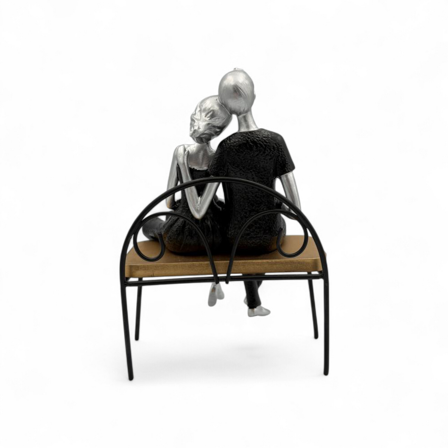 Family Figurine with Child – White & Gold Decorative Home Statue