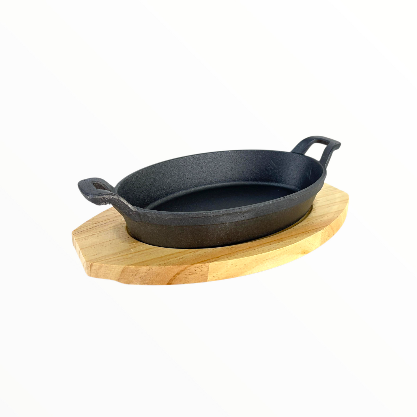 Cast Iron Skillet Pan with Wooden Serving Board – Pre-Seasoned Heavy Duty Frying Pan