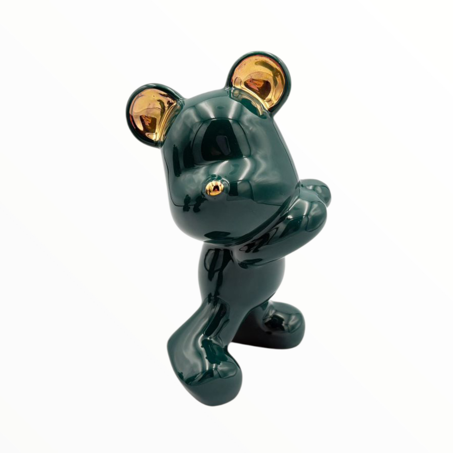 Green & Gold Bear Figurines Set – Playful Modern Home Décor