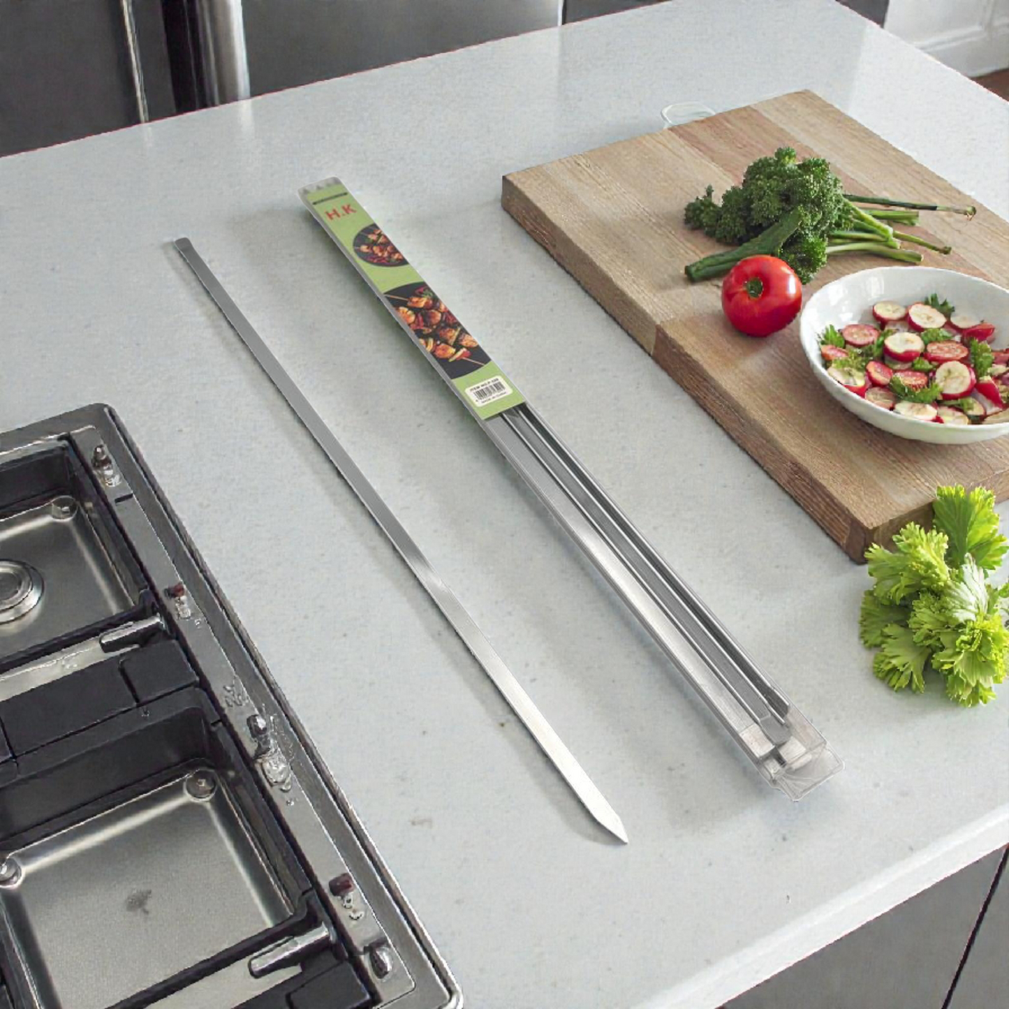 BBQ Skewers Set – Stainless Steel Grill Skewers (12 Pieces)