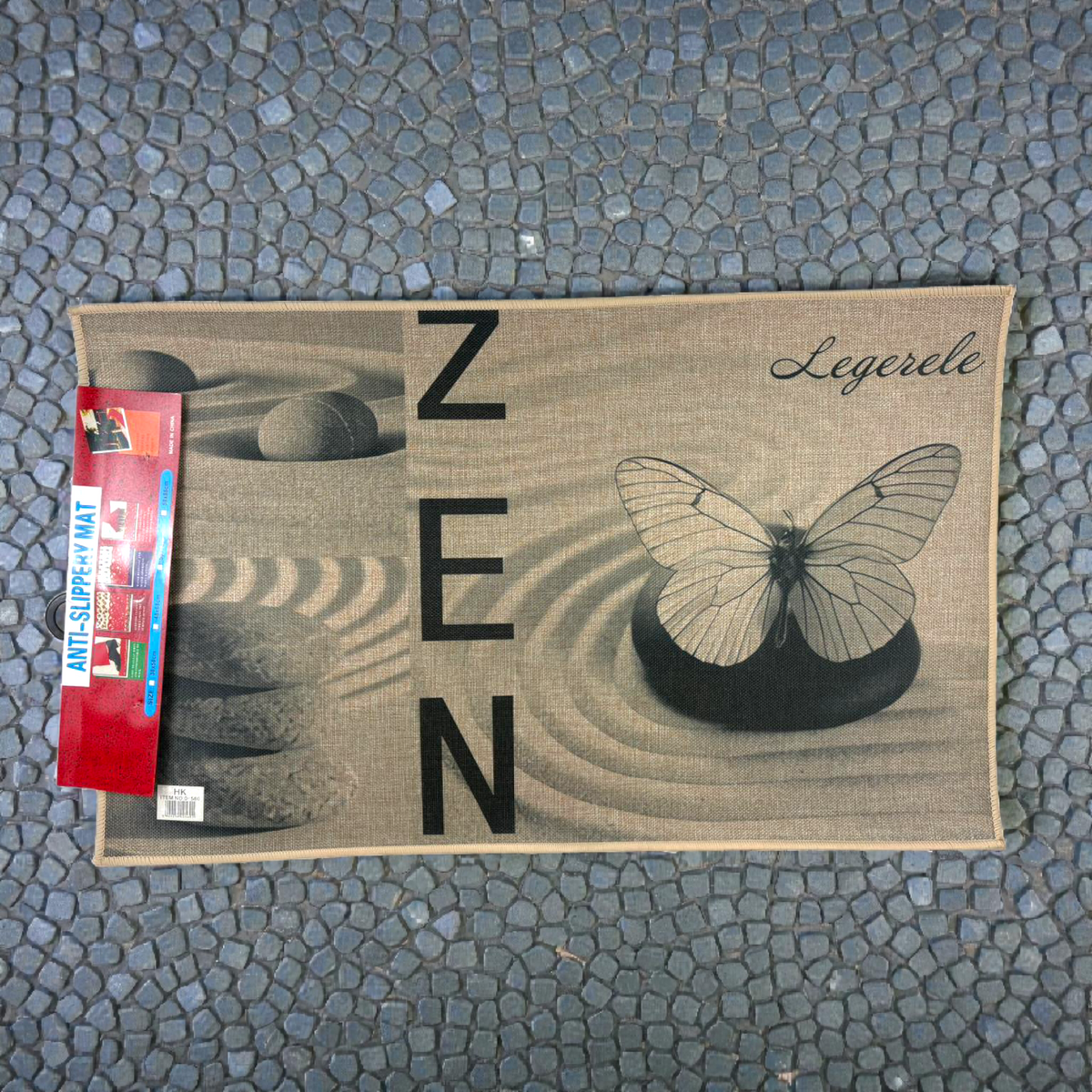 Zen Anti-Slip Floor Mat – Butterfly & Stone Garden Design | Calm & Minimal Home Decor Rug