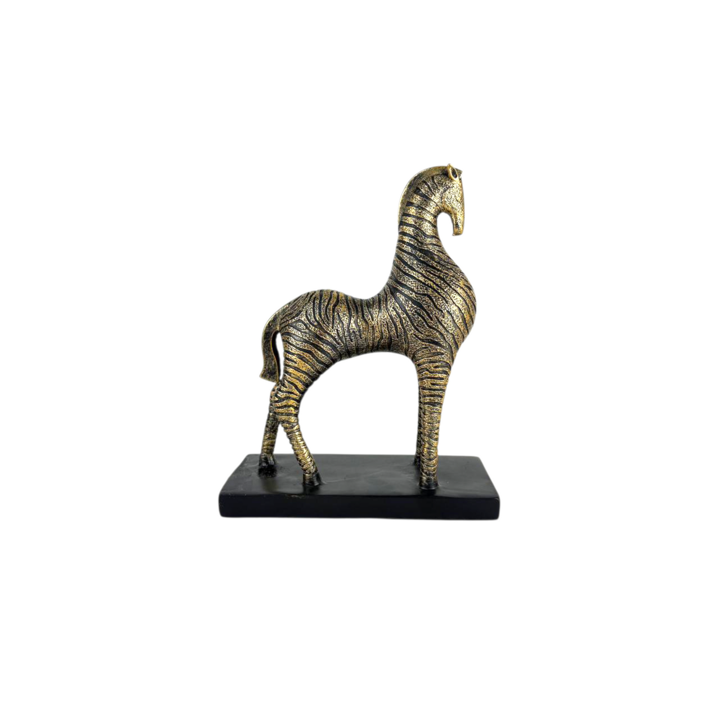 Golden Zebra Horse Figurine Set – Abstract Resin Animal Décor (2 Pieces)
