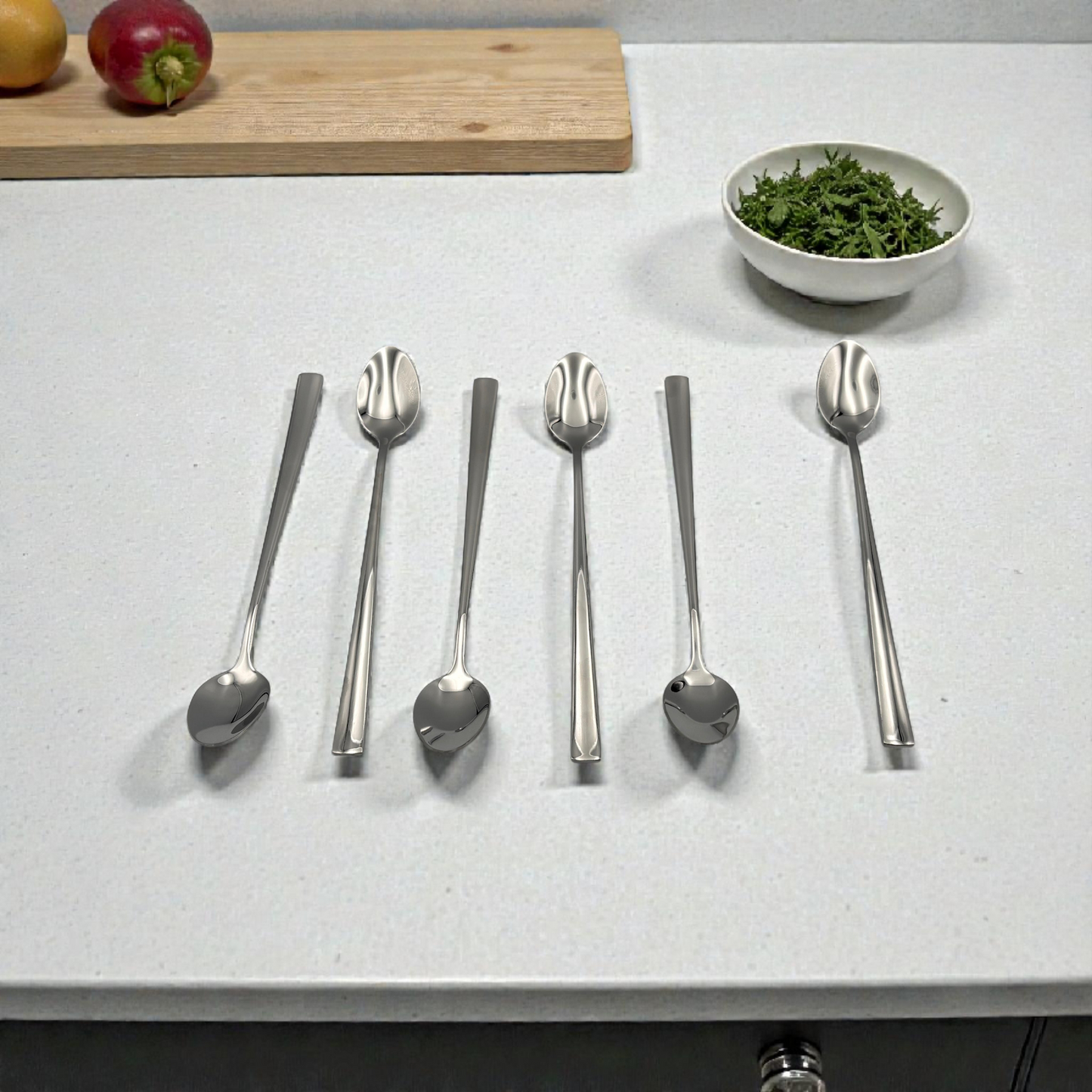 Stainless Steel Dessert & Coffee Spoon Set – 6-Piece Modern Cutlery