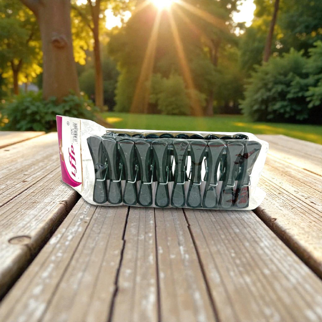12 pieces Heavy Duty Plastic Clothes Pegs – gray Laundry Clips Value Pack