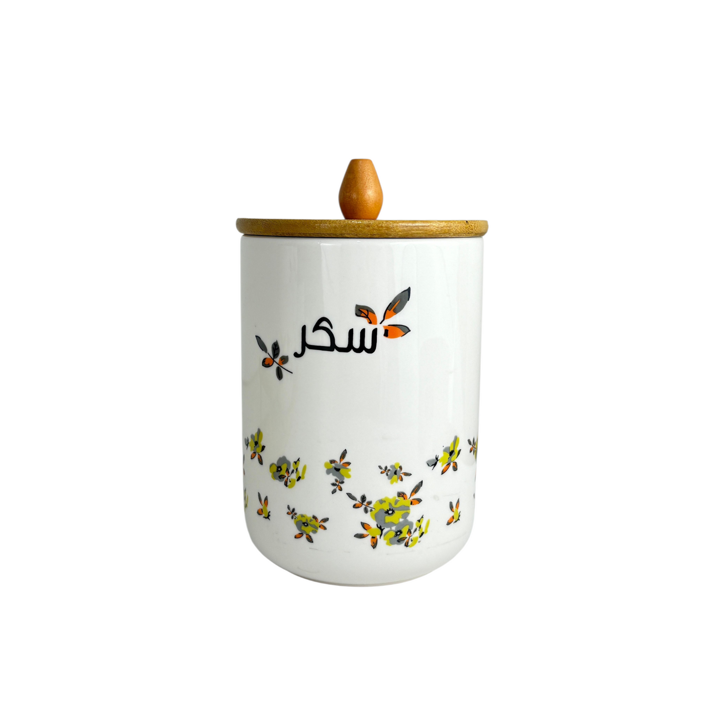 Ceramic Coffee, Tea & Sugar Canister Set with Bamboo Stand