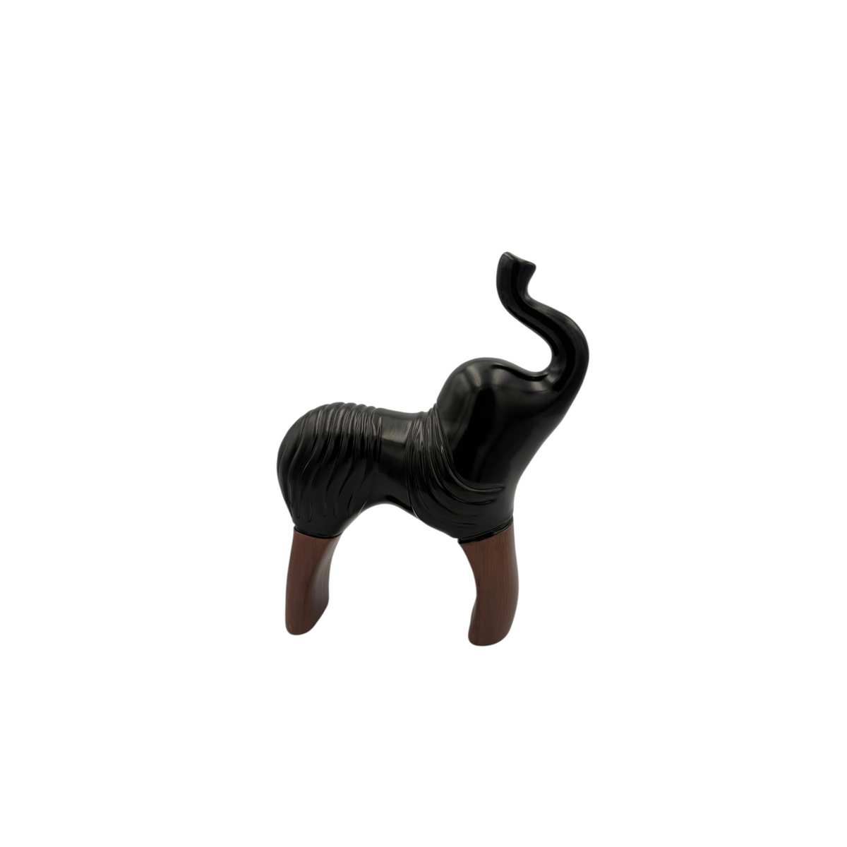 Black Abstract Animal Figurine Modern Resin Décor with Wooden