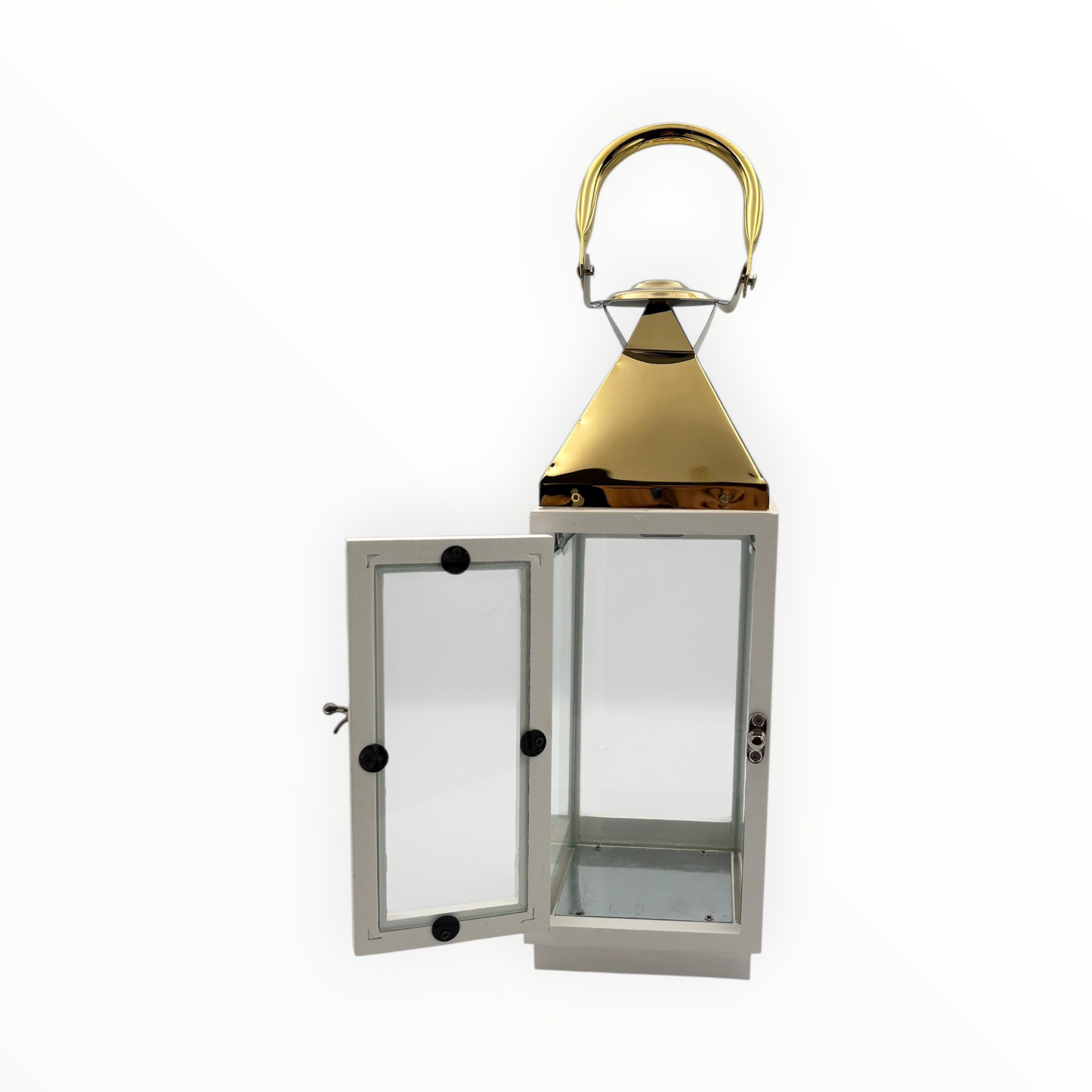 White  Metal Glass Lantern – Elegant  Decorative Candle Holder