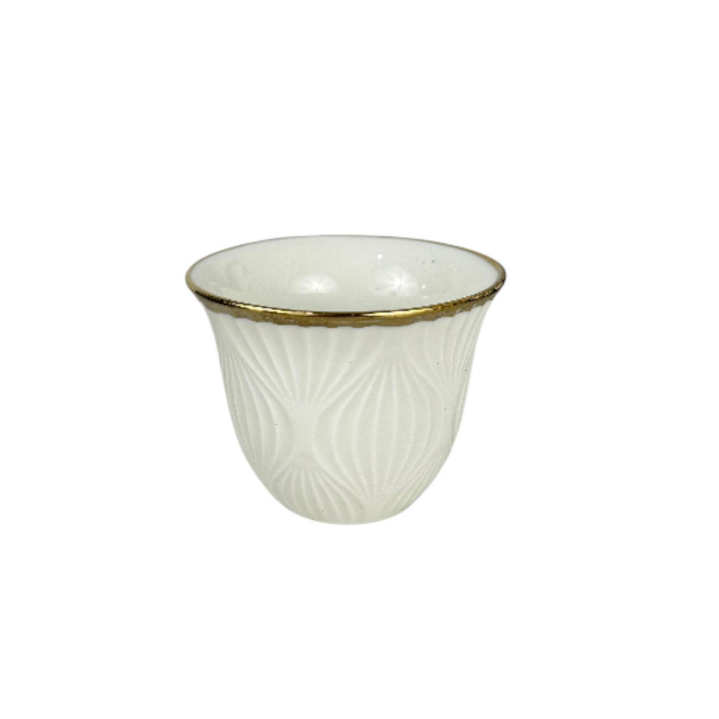 12-Piece Premium Arabic Coffee Cups – white Embossed Finjan Set with Gold  (Ceramic)
