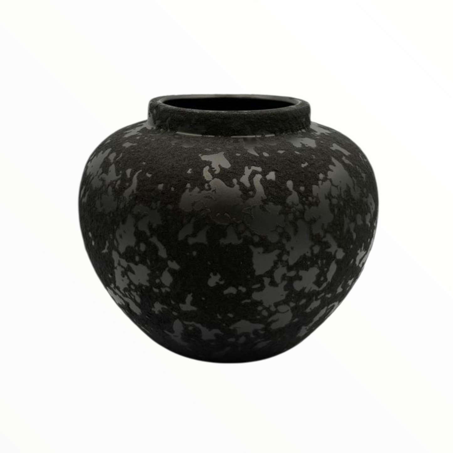 Textured Black Ceramic Vase & Jar Set – Modern Sculptural Home Décor