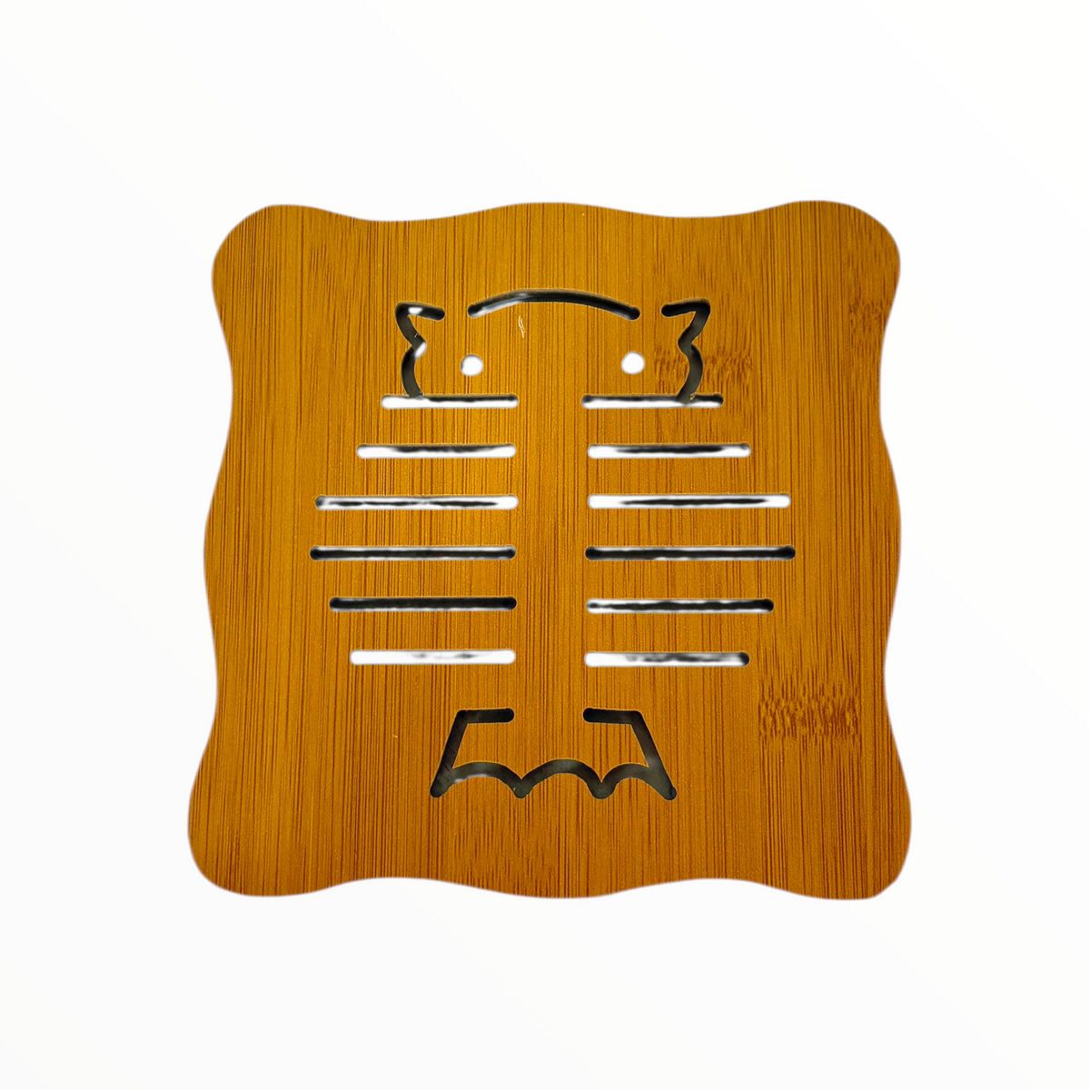 Square Bamboo Placemat with Cat Design – Heat Resistant Natural Table Mat