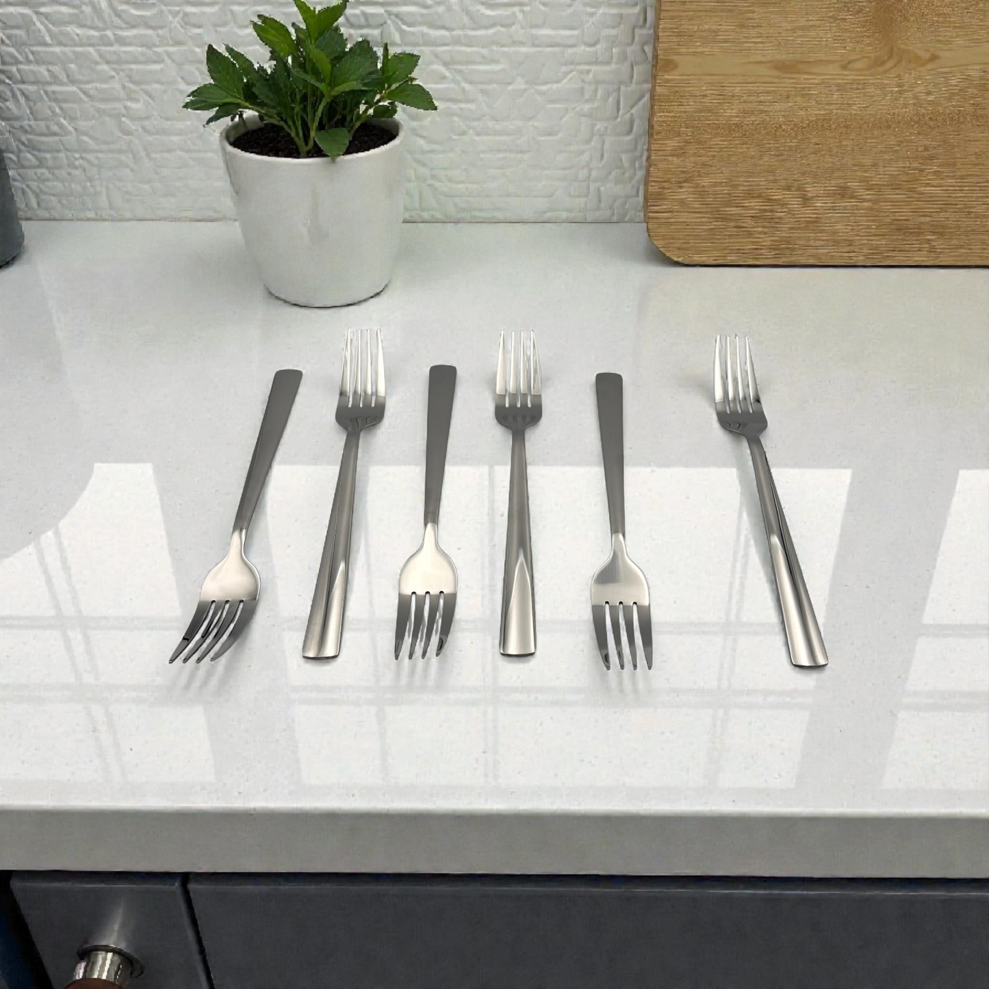 Stainless Steel Dinner Fork Set – 6-Piece Modern Cutlery