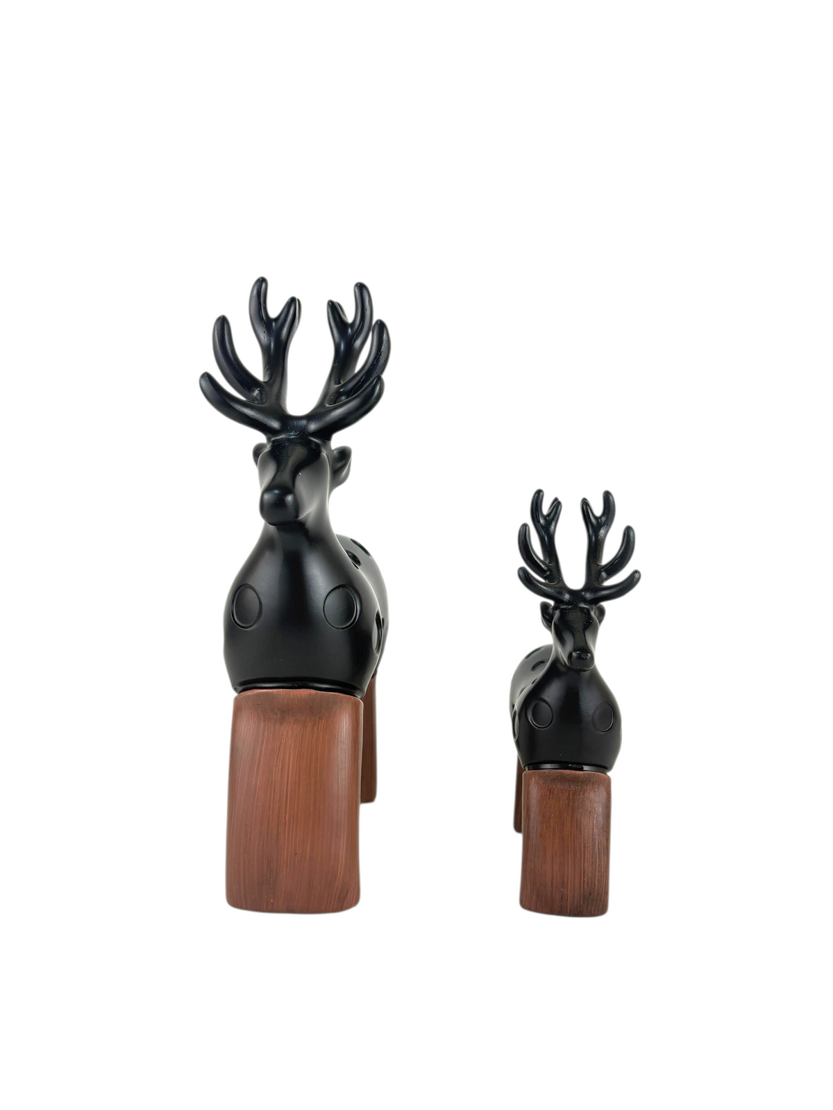Decorative Deer Figurine Set – Modern Resin Reindeer with Wooden Legs (2 Pieces)