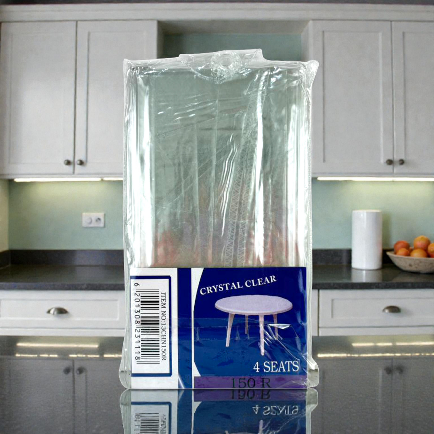 Crystal Clear Round Transparent Tablecloth 150R – Waterproof PVC Table Protector for 4-Seater Tables