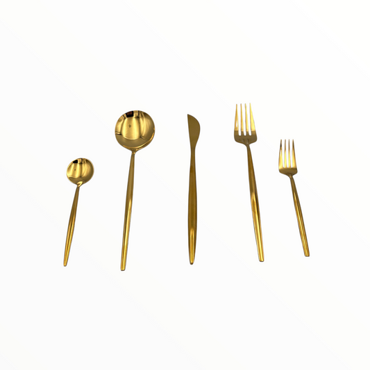 Gold Stainless Steel Cutlery Set – Spoon, Fork & Knife Tableware