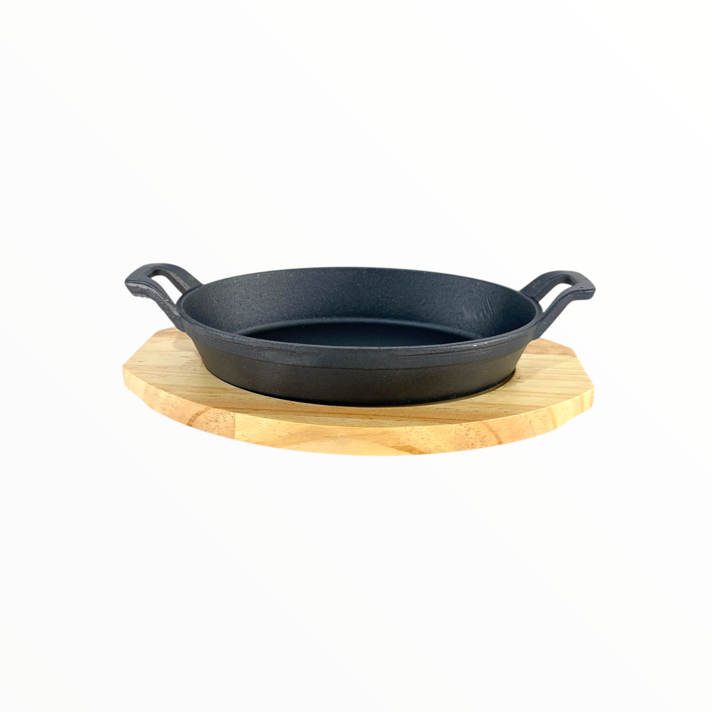 Cast Iron Skillet Pan with Wooden Serving Board – Pre-Seasoned Heavy Duty Frying Pan