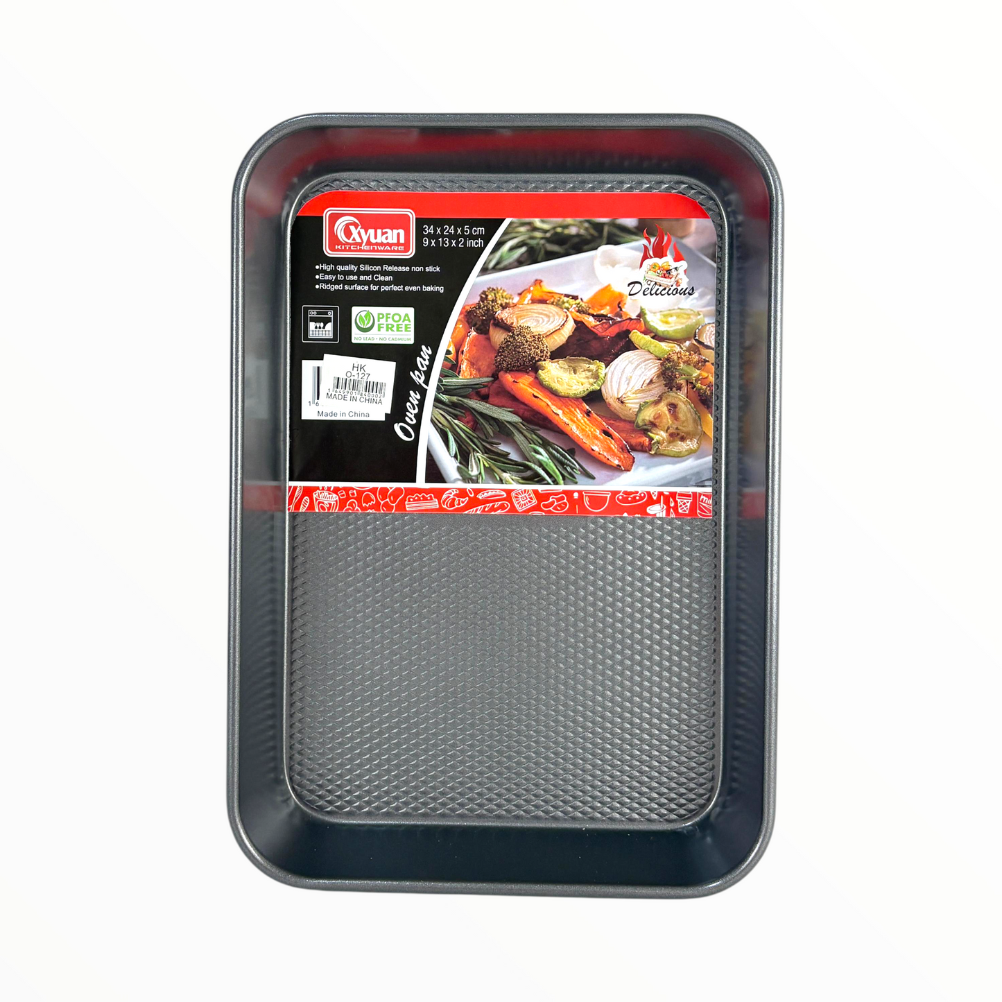 Non-Stick Rectangular Oven Baking Tray – Heavy Duty Carbon Steel Baking Pan 34*24*5cm