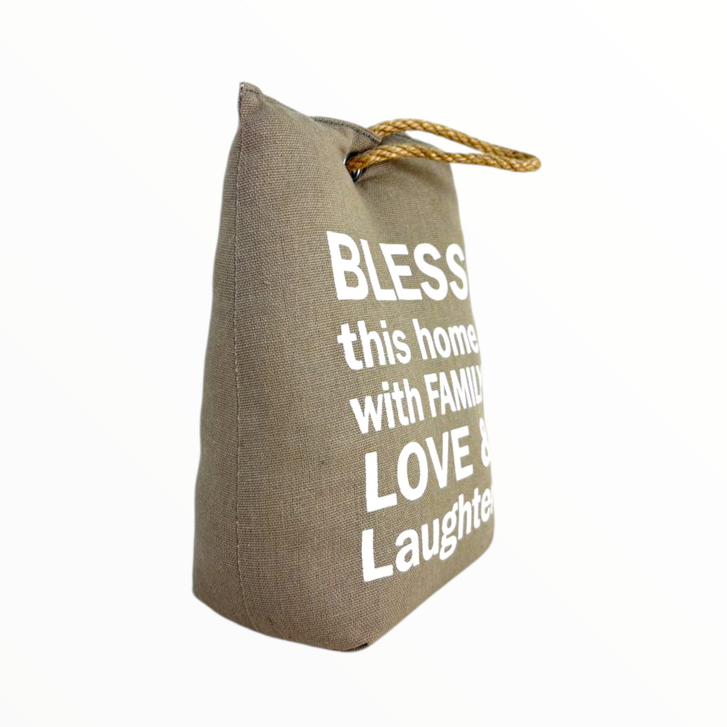 Fabric Door Stopper Weight with Rope Handle – Decorative Home Quote Door Stop 800 g