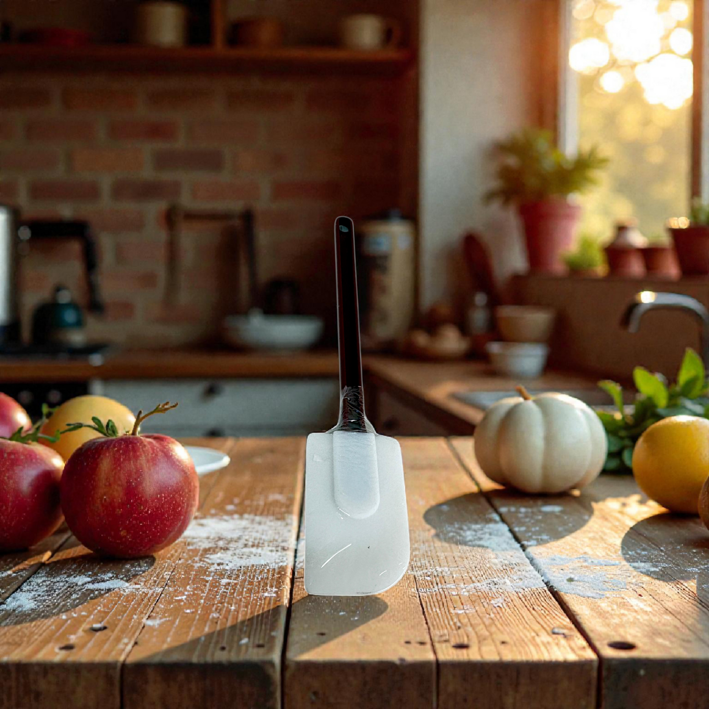 Silicone Kitchen Spatula with Heat-Resistant Head & Wooden Handle