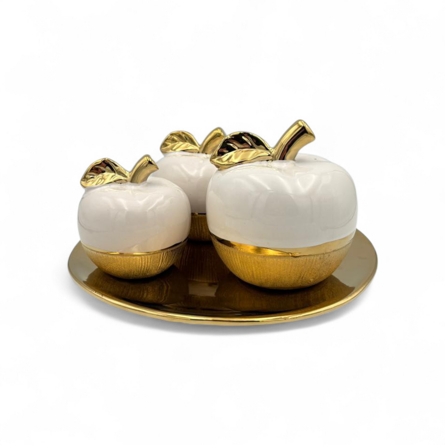 Decorative Apple Storage Jars Set with Gold Tray – Luxury Home Décor