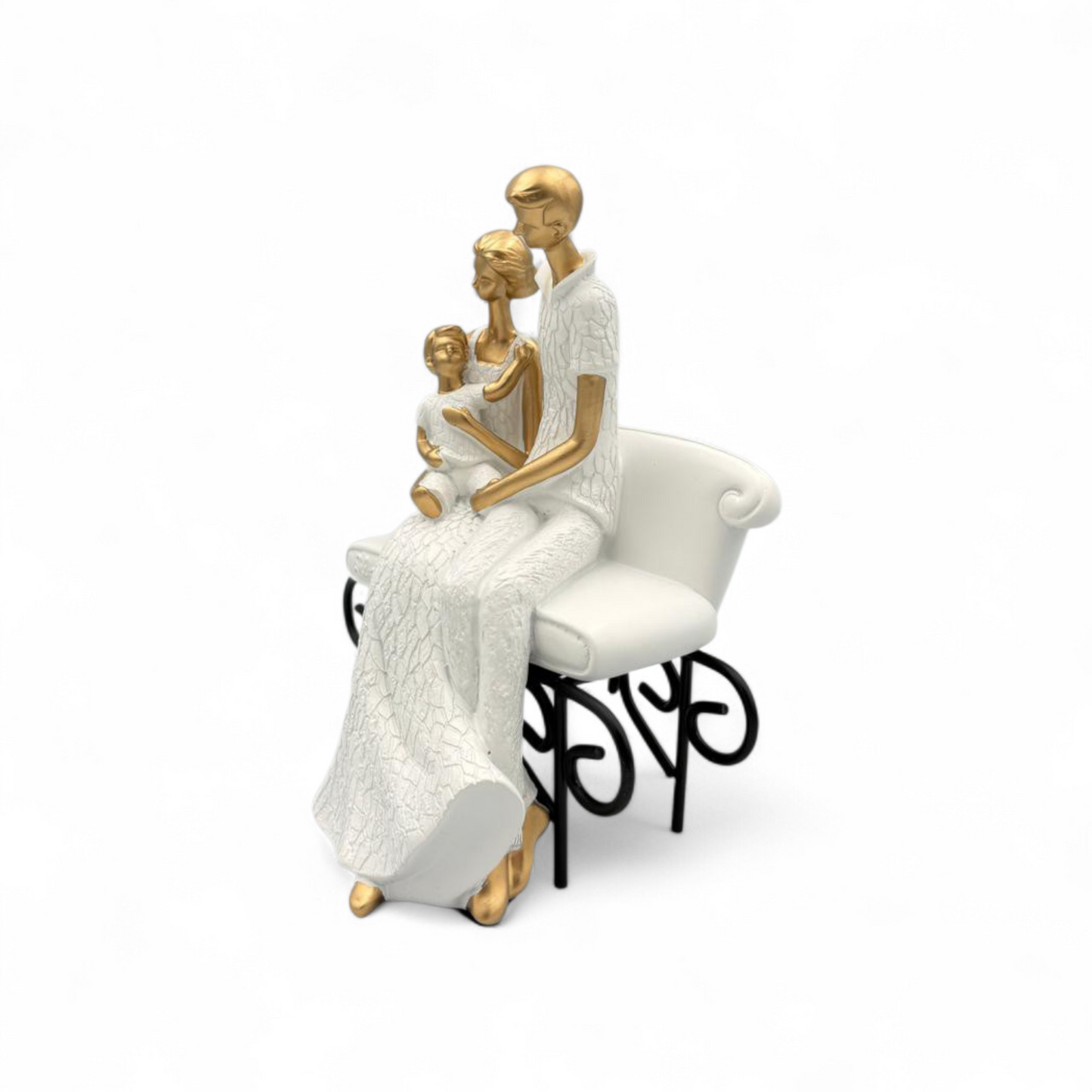 Romantic Couple Figurine with Cat – Silver & Black Modern Home Décor Statue